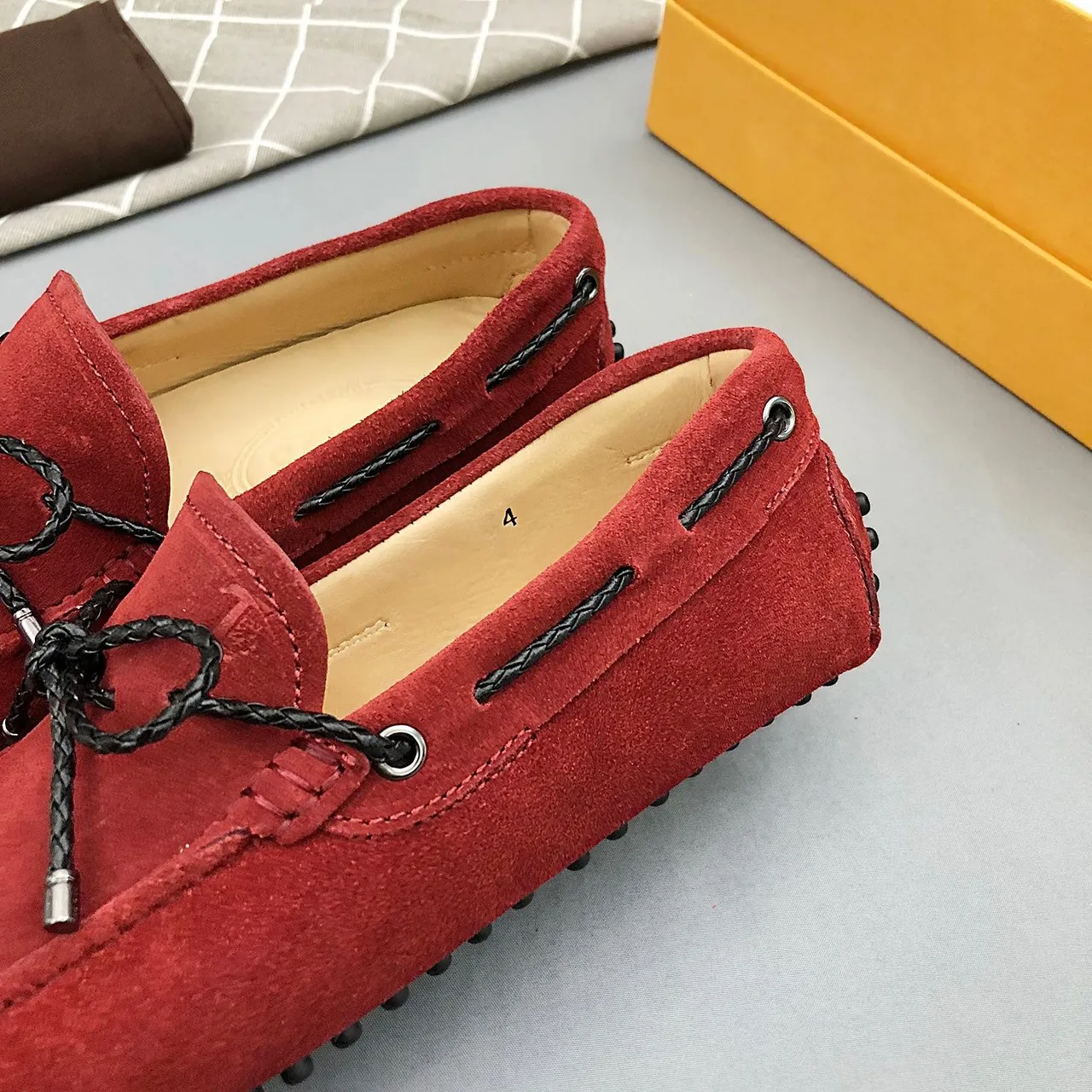 Tod's Rope Bow Loafer Rouge Noir Daim Dessus Détail Loafer 6