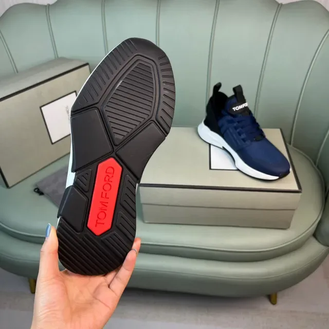 Tom Ford Navy Mesh and Synthetic Lifestyle Sneakers 2