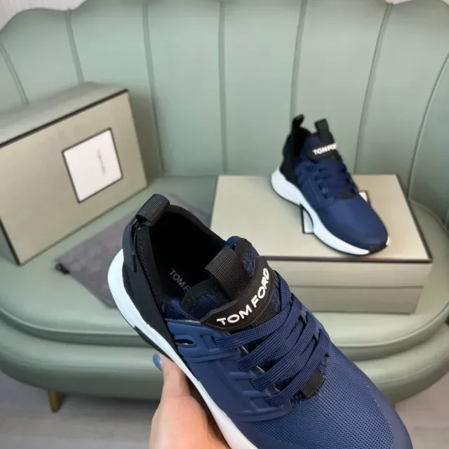 Tom Ford Navy Mesh and Synthetic Lifestyle Sneakers 3