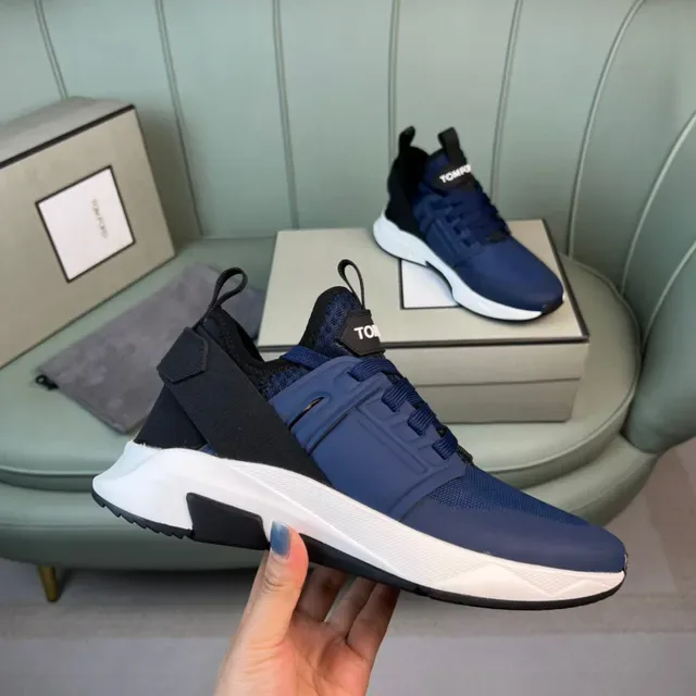 Tom Ford Navy Mesh and Synthetic Lifestyle Sneakers 4