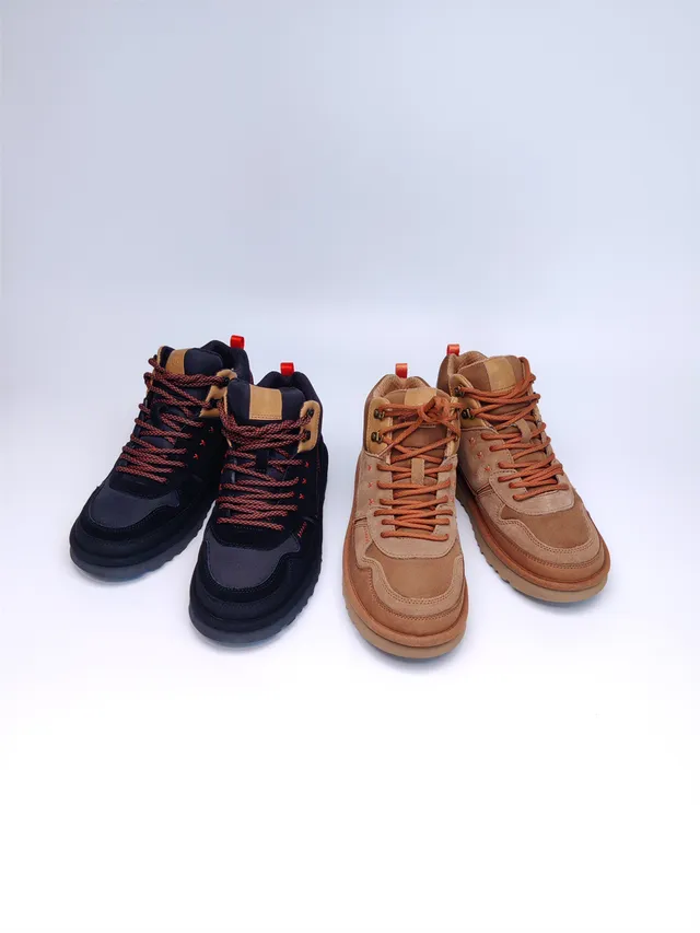 UGG Black Orange High-Top Suede-Mesh Hybrid Upper Hiking Boots 2