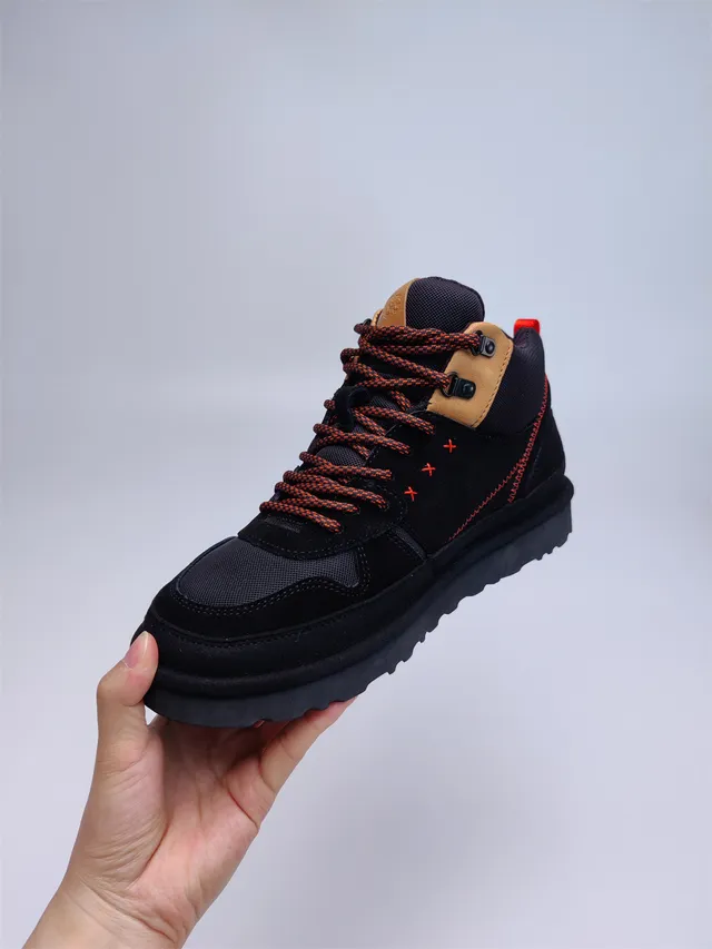 UGG Black Orange High-Top Suede-Mesh Hybrid Upper Hiking Boots 7