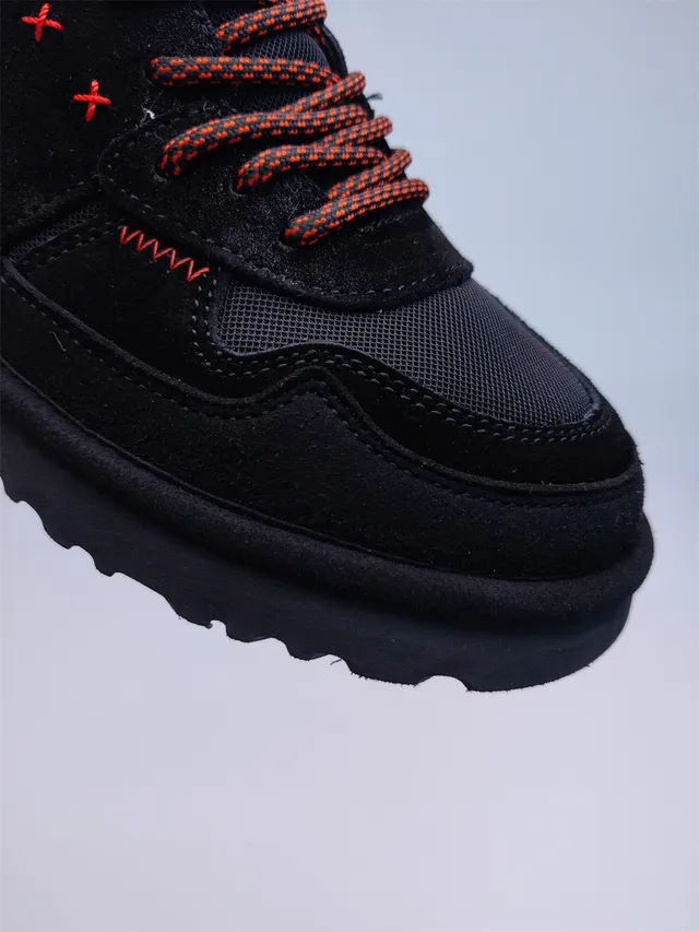 UGG Black Orange High-Top Suede-Mesh Hybrid Upper Hiking Boots 8