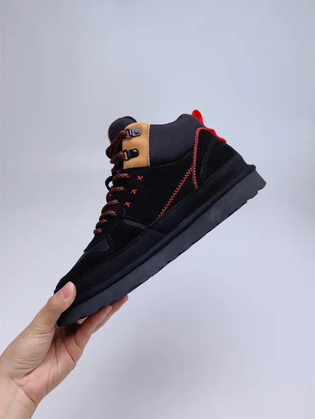 UGG Black Orange High-Top Suede-Mesh Hybrid Upper Hiking Boots 10