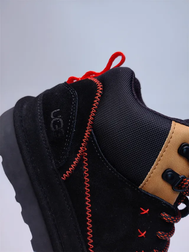UGG Black Orange High-Top Suede-Mesh Hybrid Upper Hiking Boots 11