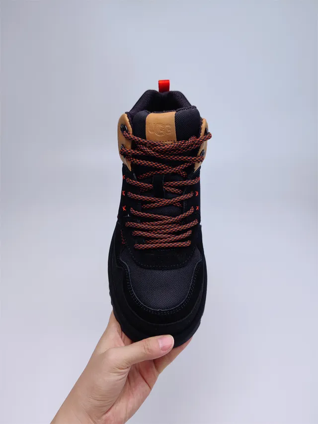 UGG Black Orange High-Top Suede-Mesh Hybrid Upper Hiking Boots 13
