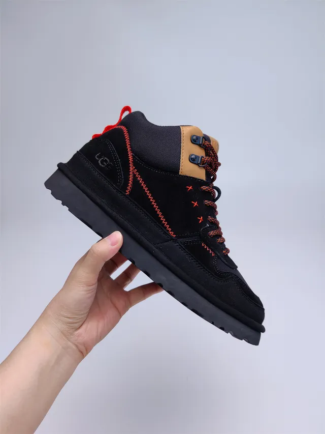 UGG Black Orange High-Top Suede-Mesh Hybrid Upper Hiking Boots 14