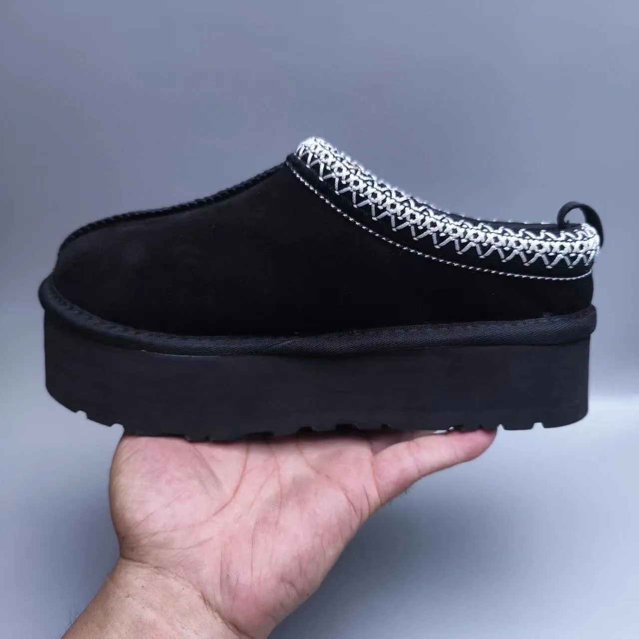 UGG Black White Platform Sole Shearling-Lined Casual Shoes 3