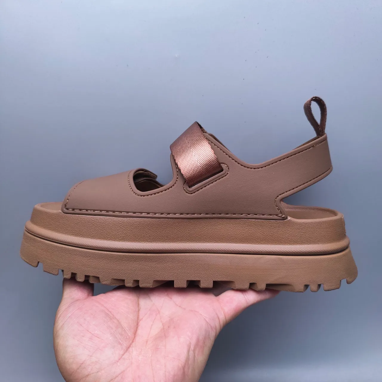 UGG Brown Beige Platform Sole Dual-Strap Closure Casual Sandals 2