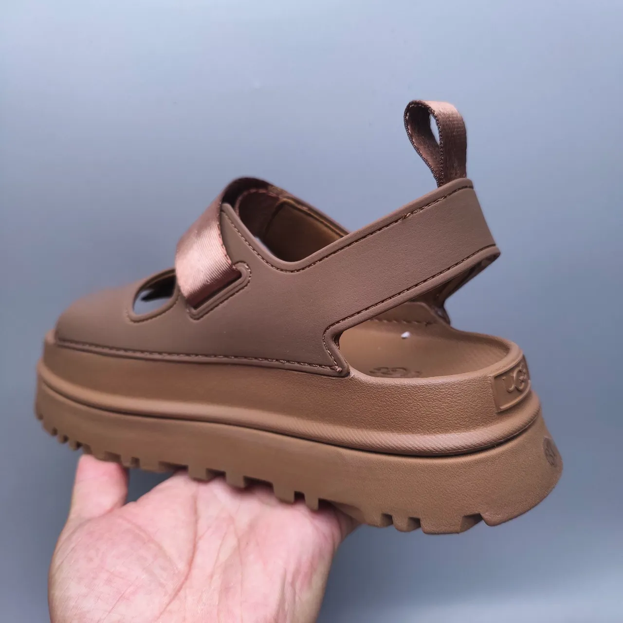 UGG Brown Beige Platform Sole Dual-Strap Closure Casual Sandals 3