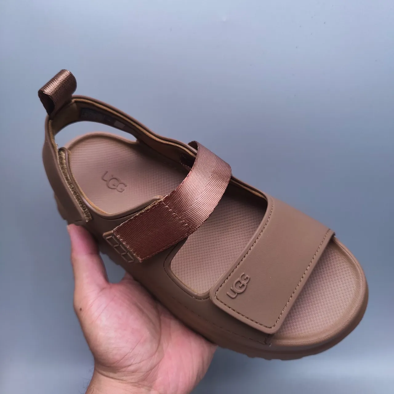 UGG Brown Beige Platform Sole Dual-Strap Closure Casual Sandals 4
