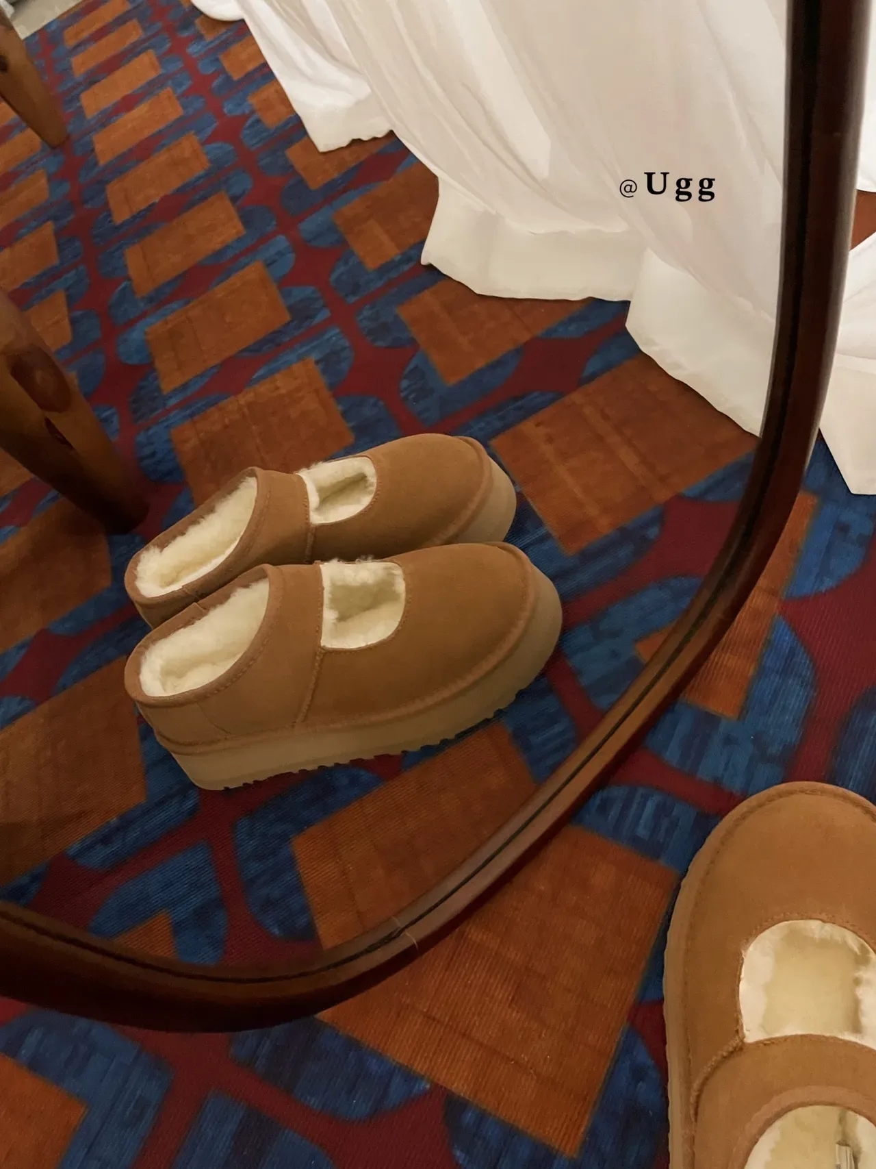UGG Brown Beige Suede Upper Shearling-Lined Mary Jane Shoes 7