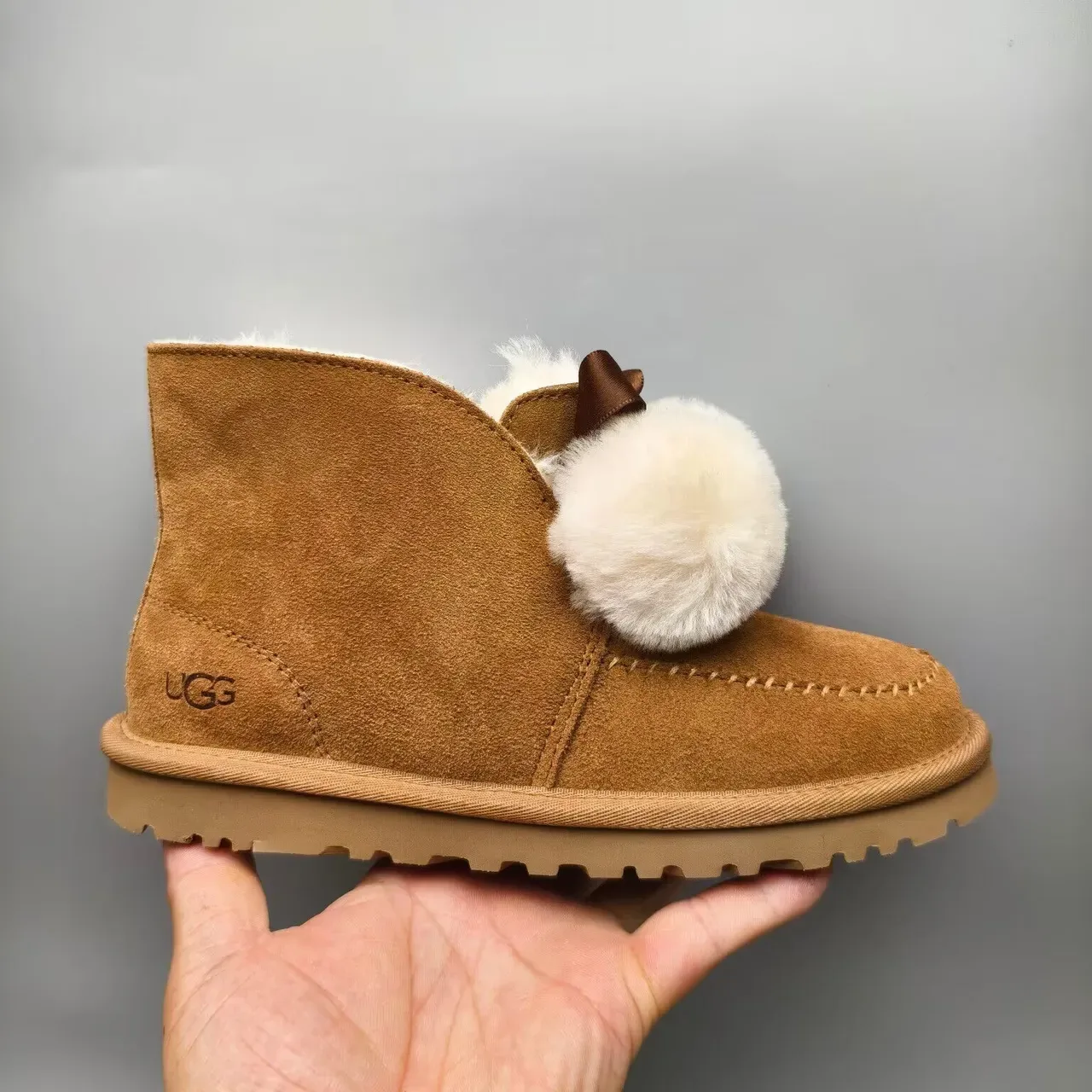 UGG Brown Beige Suede Upper Shearling-Lined Snow Boots 2