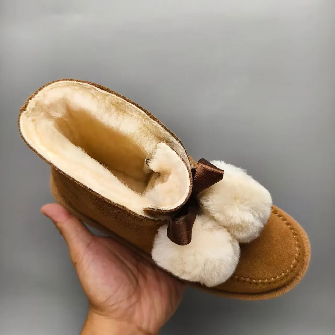 UGG Brown Beige Suede Upper Shearling-Lined Snow Boots 4