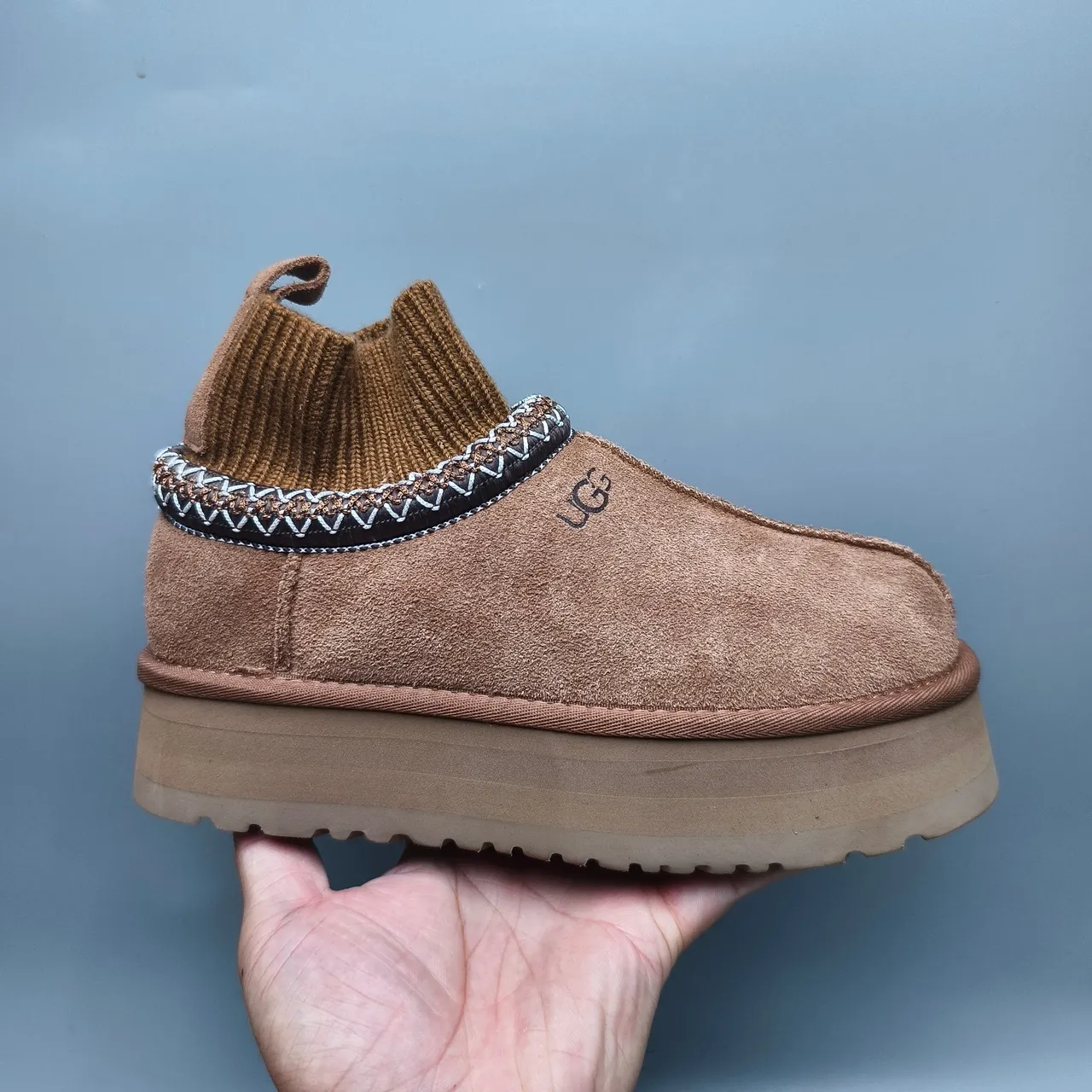 UGG Brown Suede Upper Knit Cuff Snow Boots 2