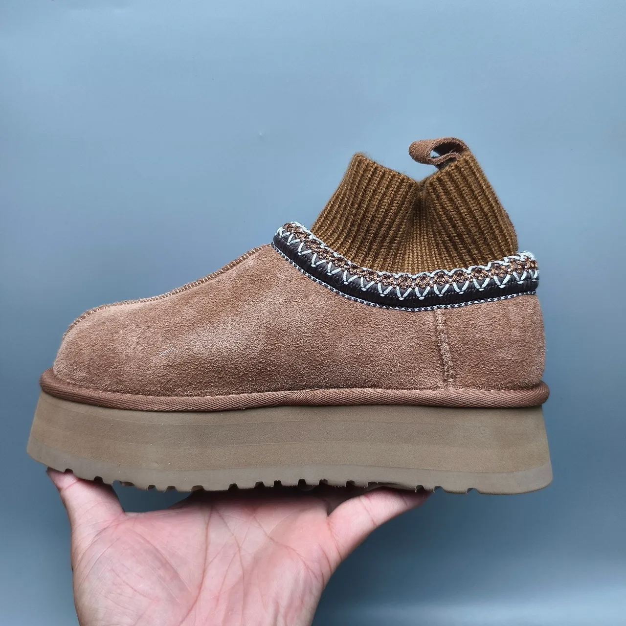 UGG Brown Suede Upper Knit Cuff Snow Boots 7
