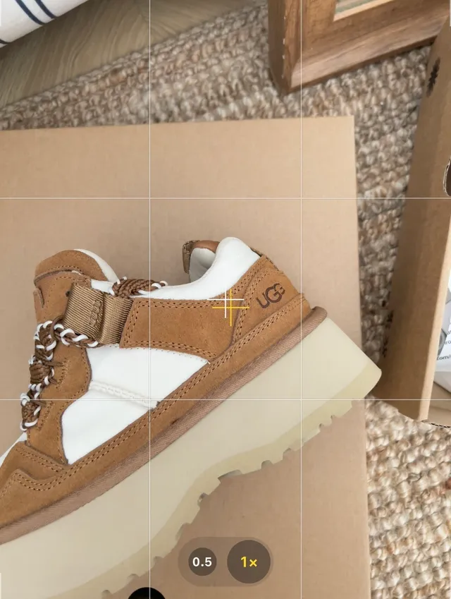 UGG Brown White Platform Sole Braided Rope Laces Chunky Sneakers 7