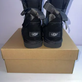 UGG Classic Mini Bow Black Suede Ankle Boots