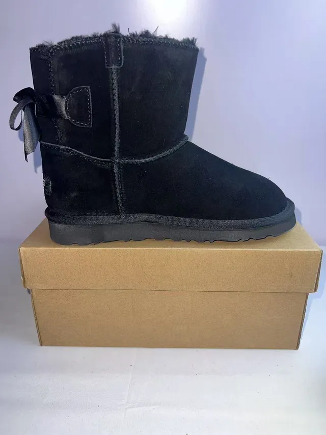 UGG Classic Mini Bow Black Suede Ankle Boots 3