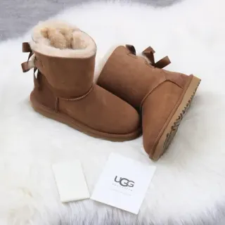 UGG Classic Mini Bow Chestnut Suede Ankle Boots