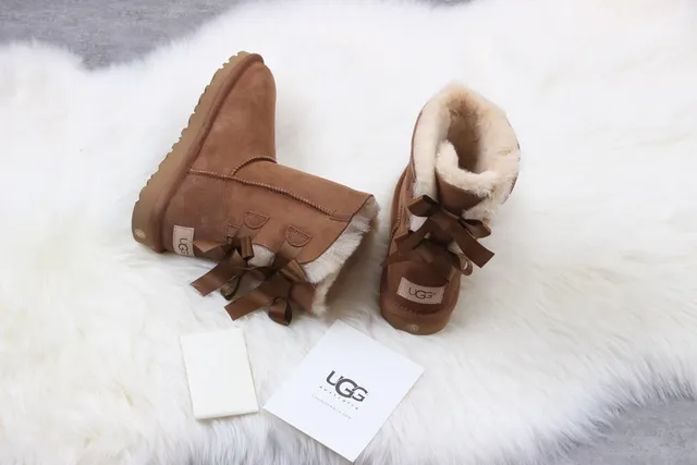 UGG Classic Mini Bow Chestnut Suede Ankle Boots 2