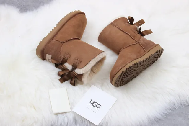 UGG Classic Mini Bow Chestnut Suede Ankle Boots 3