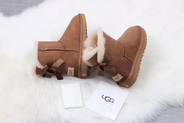 UGG Classic Mini Chestnut Brown Shearling-Lined Snow Boots 4