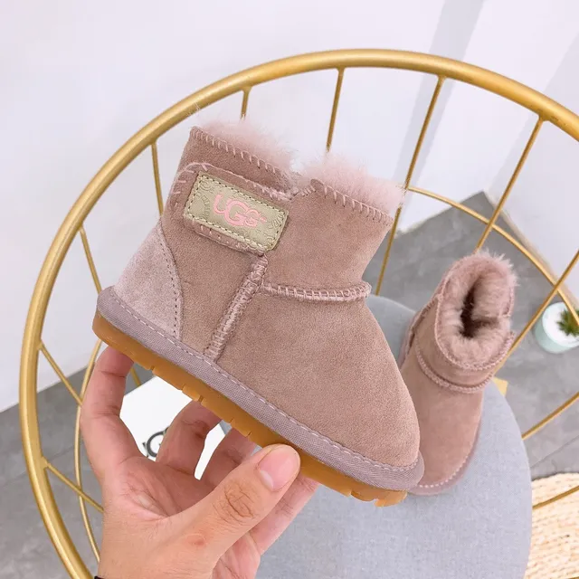 UGG Classic Mini Dusty Pink Suede Shearling-Lined Snow Boots 12