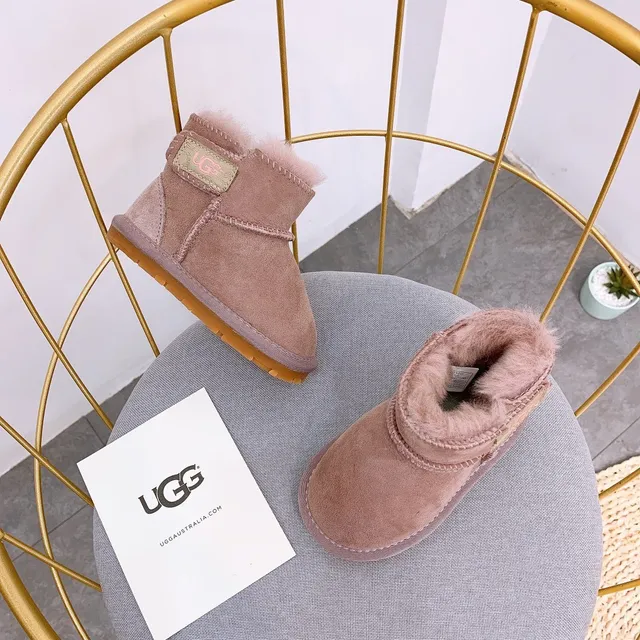 UGG Classic Mini Dusty Pink Suede Shearling-Lined Snow Boots 24