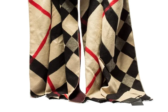 UGG Classic Plaid Beige Black Red Cashmere Scarf 3