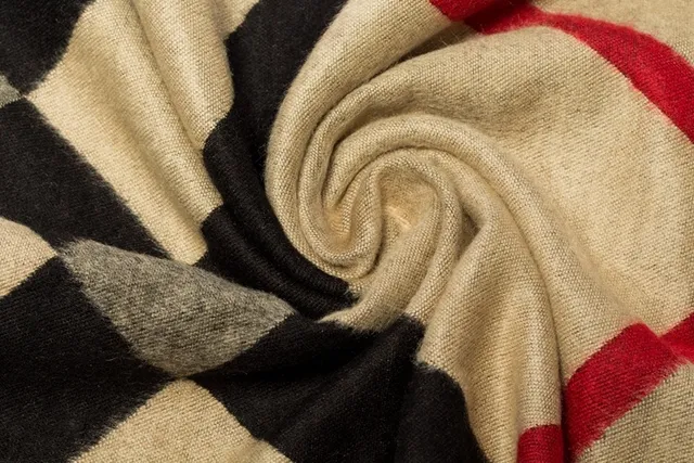 UGG Classic Plaid Beige Black Red Cashmere Scarf 5