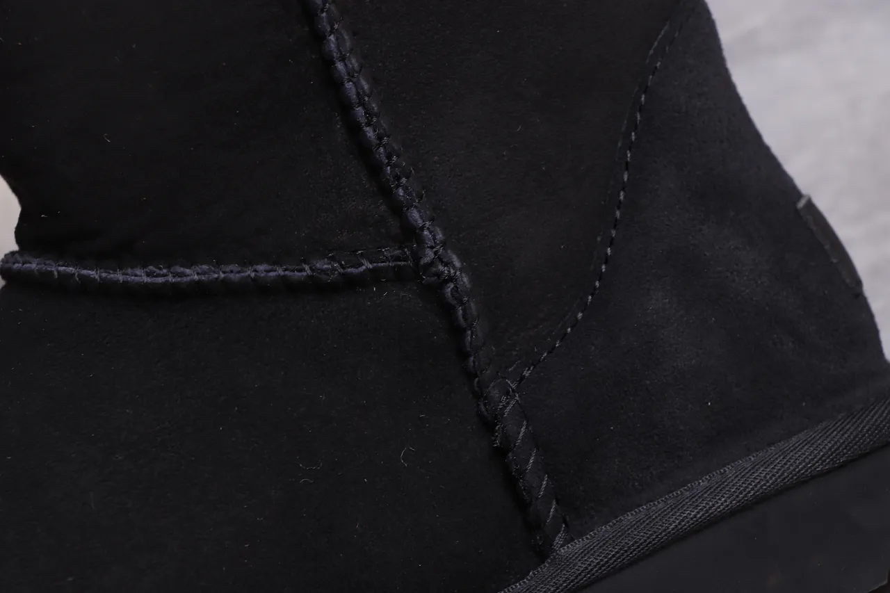 UGG Classic Short Black Suede Shearling-Lined Snow Boots 3