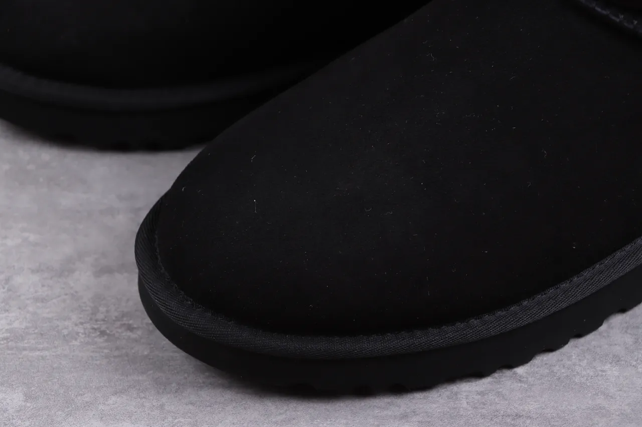 UGG Classic Short Black Suede Shearling-Lined Snow Boots 4