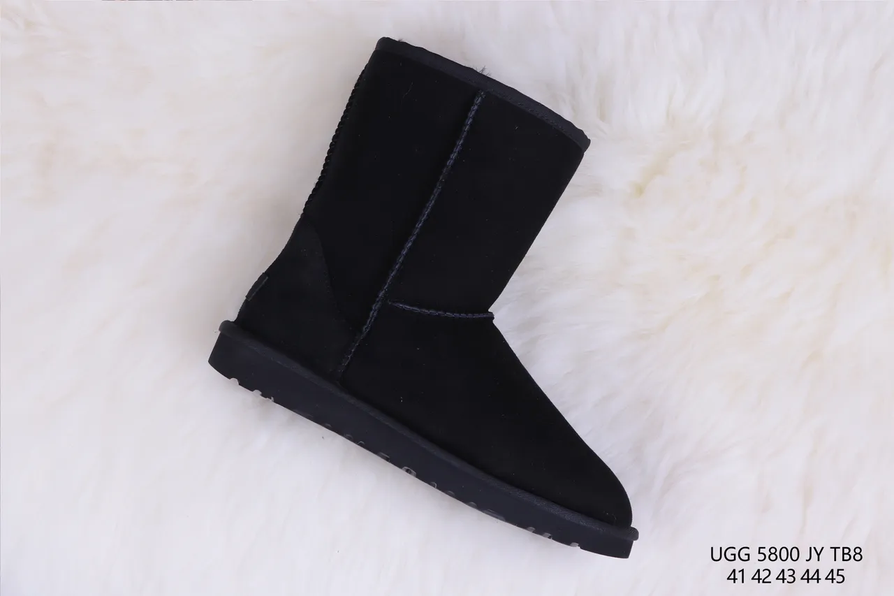 UGG Classic Short Black Suede Shearling-Lined Snow Boots 6