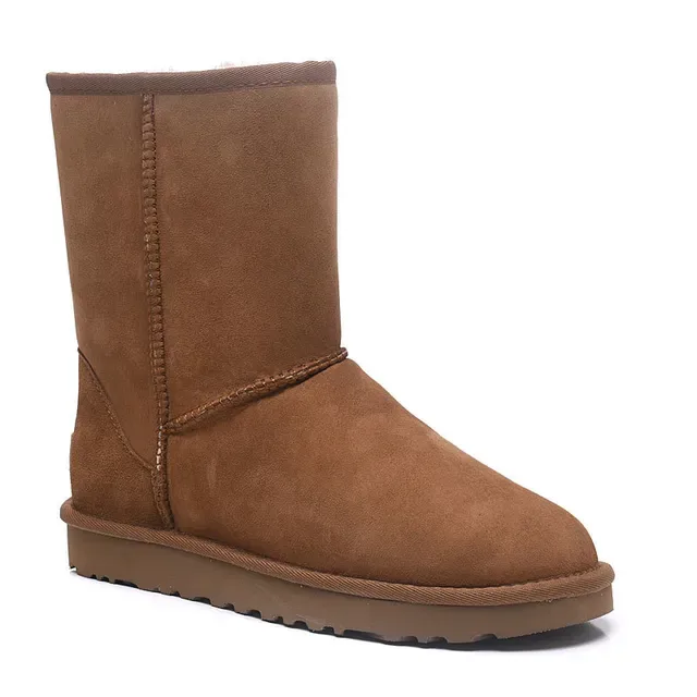 UGG Classic Short বাদামী সুয়েড শিয়ারলিং লাইন্ড স্নো বুট 15