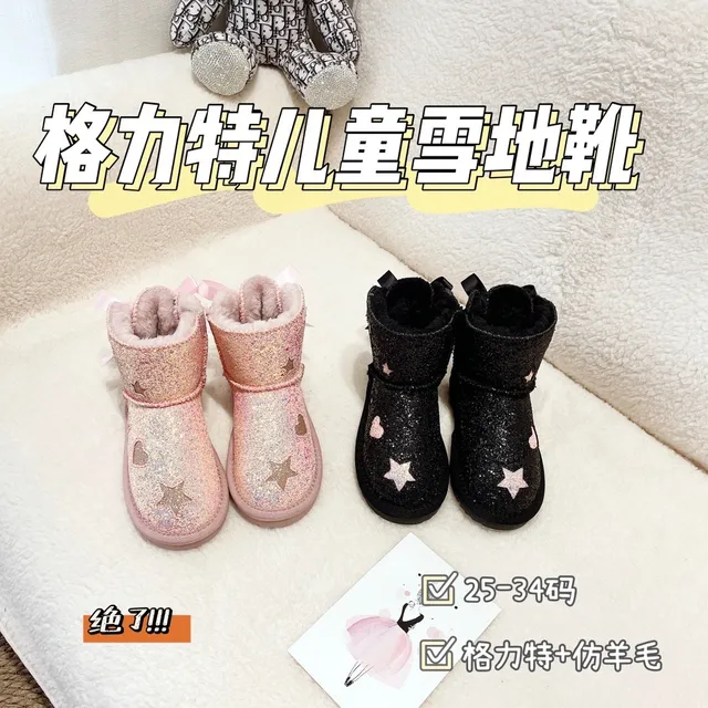 UGG Glitter Heart Star Bow Snow Boots 3