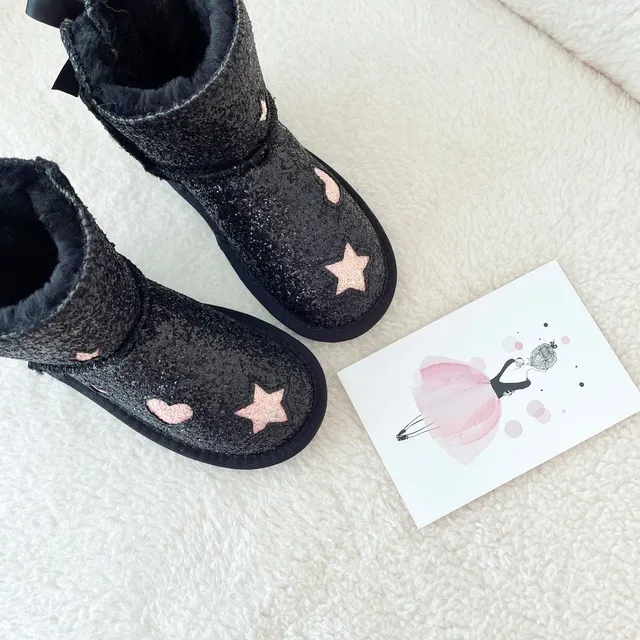 UGG Glitter Heart Star Bow Snow Boots 7