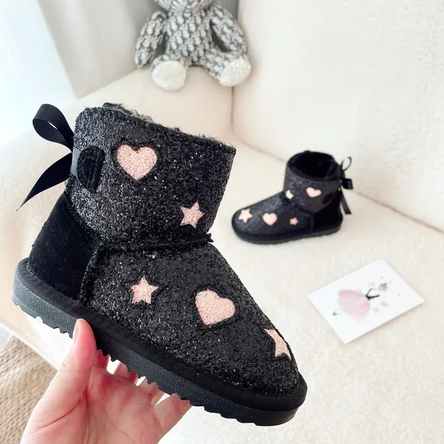 UGG Glitter Heart Star Bow Snow Boots 8