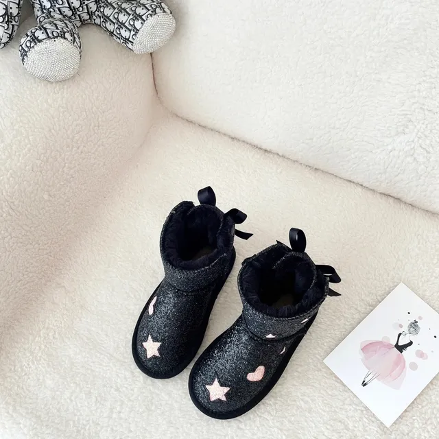 UGG Glitter Heart Star Bow Snow Boots 9