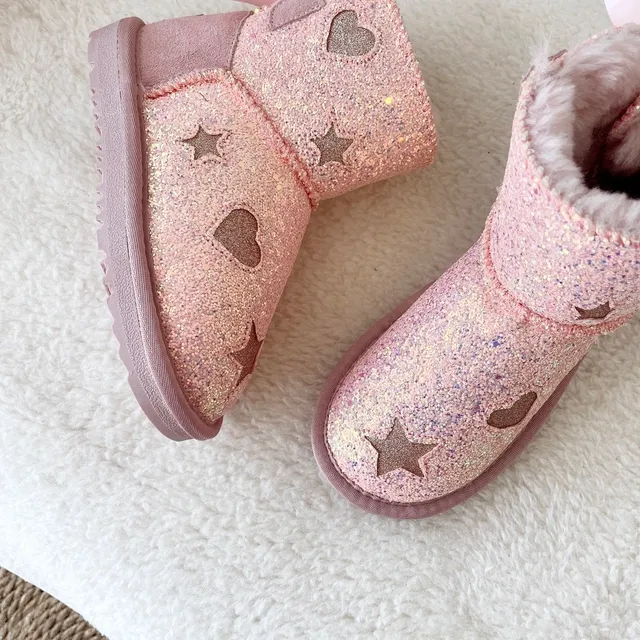 UGG Glitter Heart Star Bow Snow Boots 19