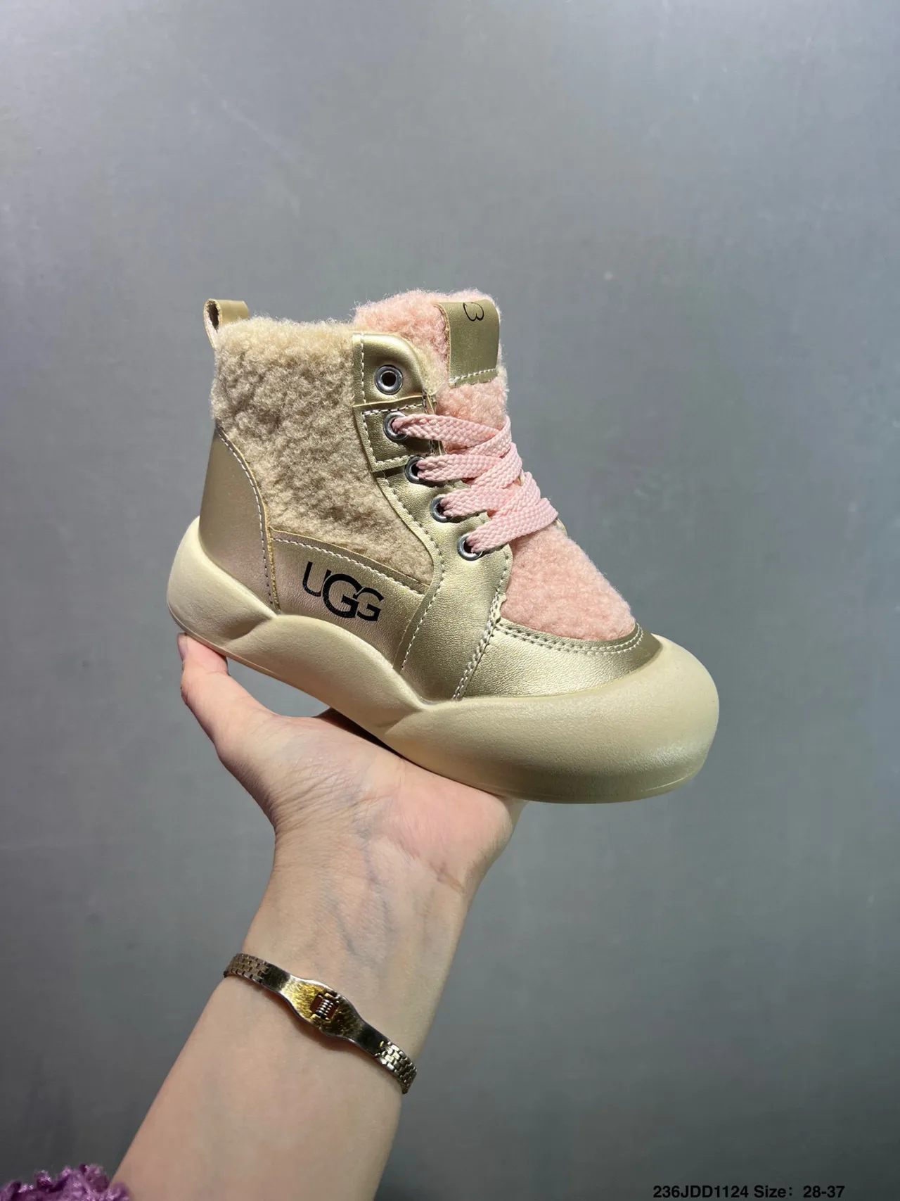 UGG Gold Pink High-Top Shearling-Lined Snow Boots 3