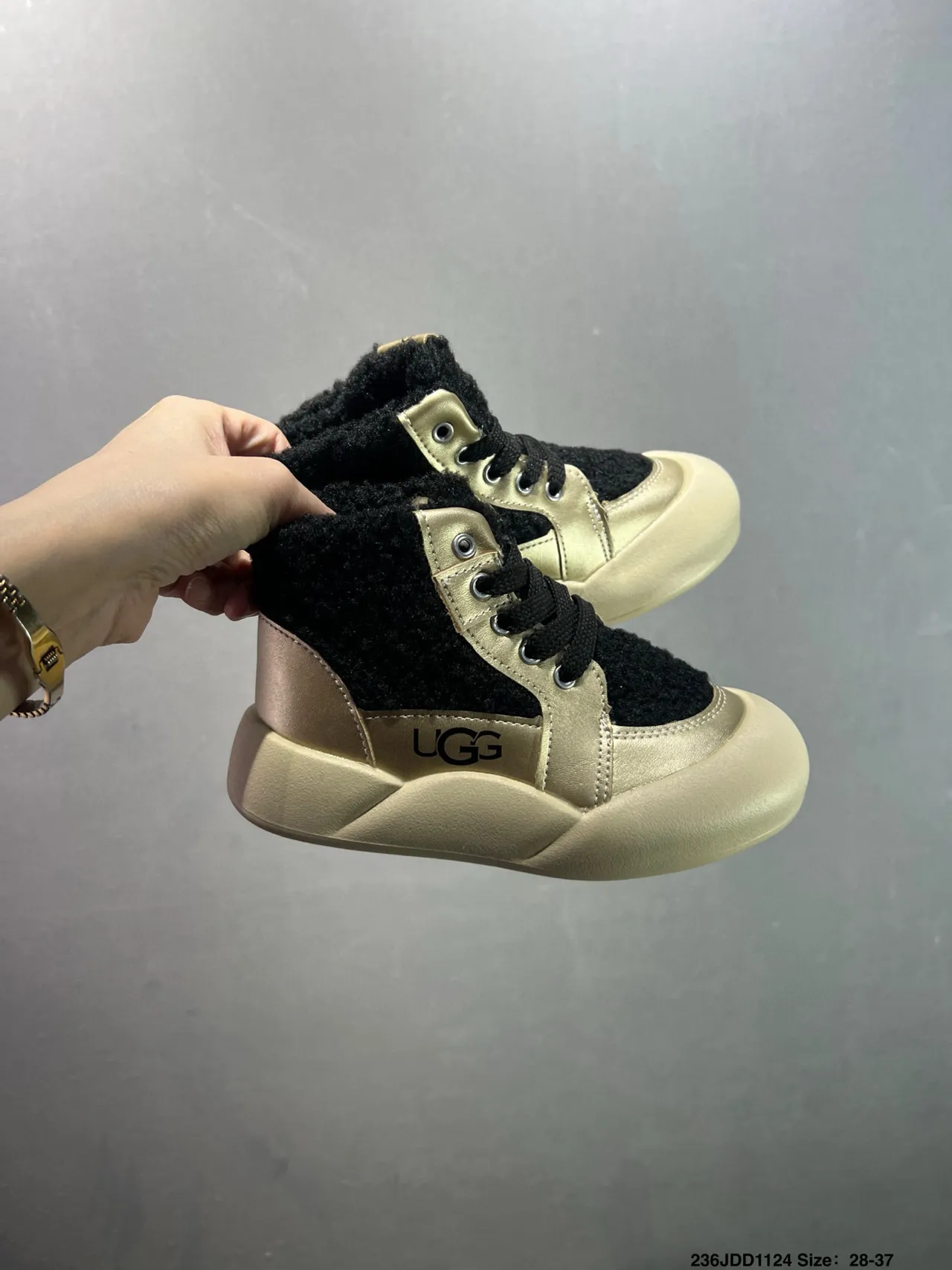 UGG Gold Pink High-Top Shearling-Lined Snow Boots 9