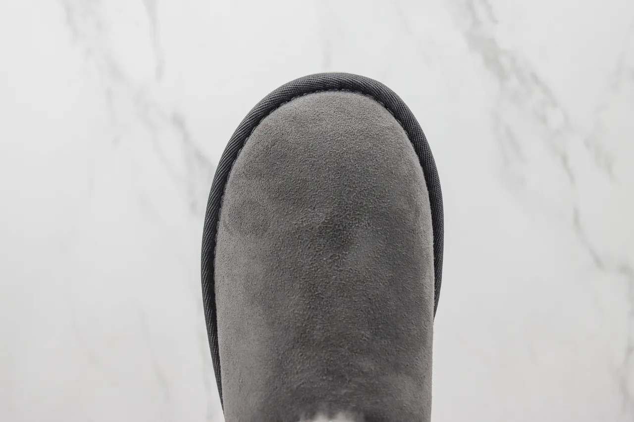 UGG Gray Suede Upper Shearling-Lined Cuff Snow Boots 6