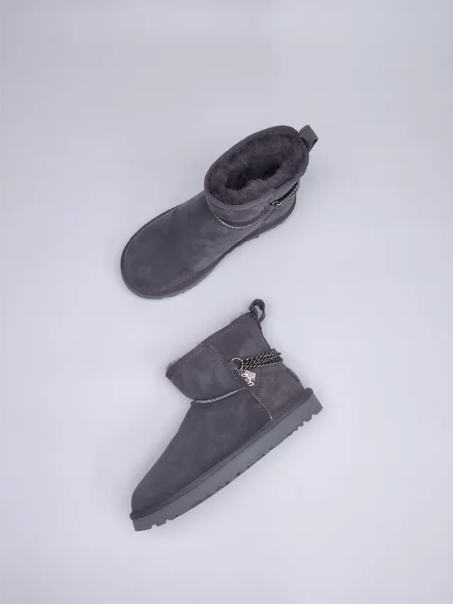 UGG Bottes de Neige Daim Gris Doublure Shearling 2