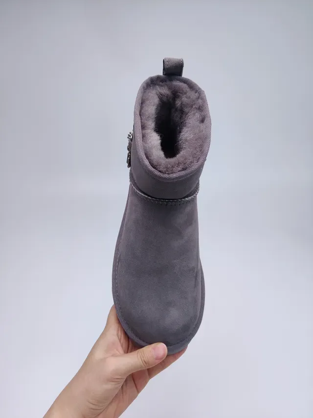 UGG Bottes de Neige Daim Gris Doublure Shearling 3
