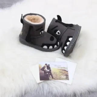 UGG Kids Dog-Face Shearling-Lined Gray Snow Boots