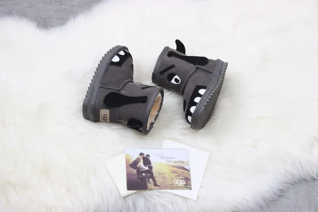 UGG Kids Dog-Face Shearling-Lined Gray Snow Boots 3