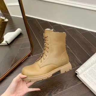 UGG Lace-Up Shearling-Lined Tan Ankle Boot