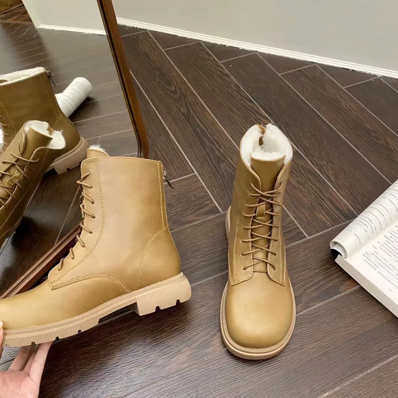 UGG Lace-Up Shearling-Lined Tan Ankle Boot 4