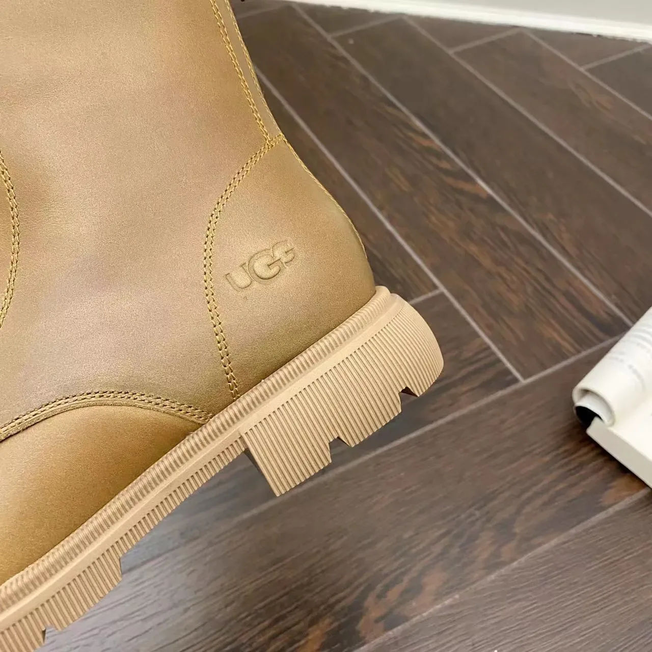 UGG Lace-Up Shearling-Lined Tan Ankle Boot 9